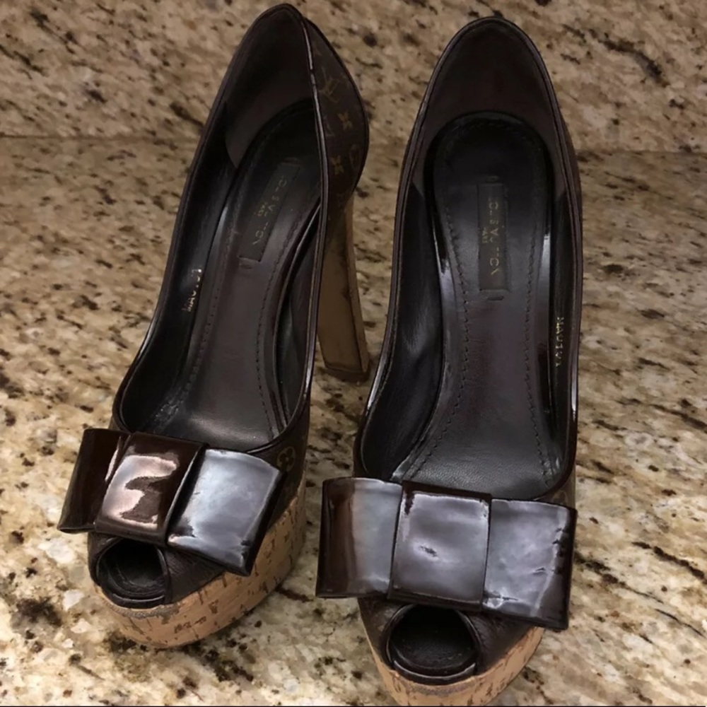 Louis Vuitton Rivoli Monogram Platform Cork Heels